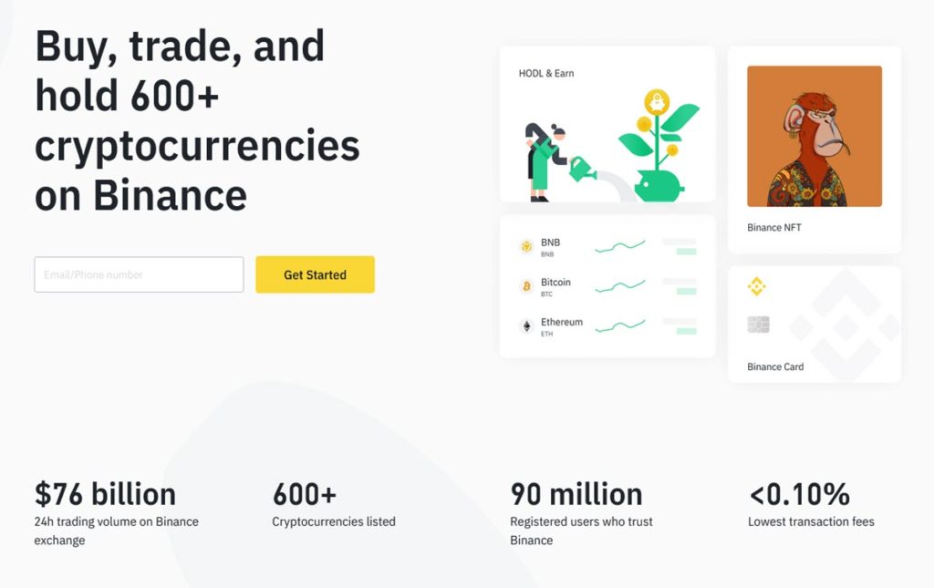 binance homepage screenshot